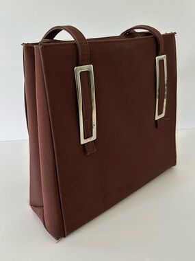 Vintage Y2K Handbag Shoulder Tote (Flawed) - Unbranded - Color: Burgundy/Brown